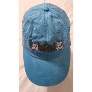 ADAMS Rabbit Embroidered Baseball Hat  Unisex Adjustable  Blue Strapback Easter